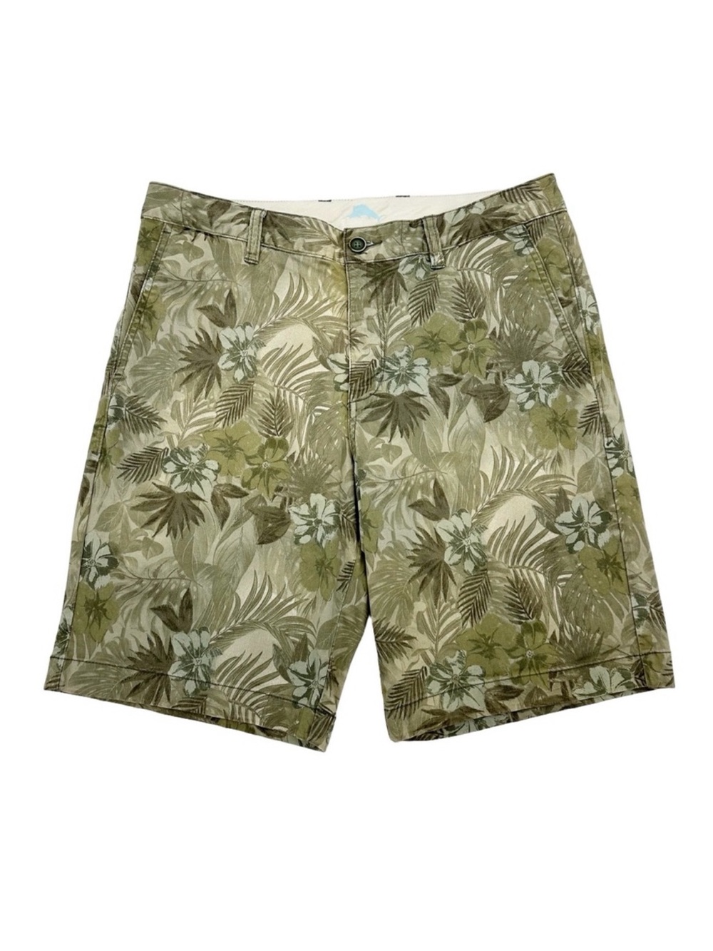 Tommy Bahama Men’s Khaki Green Floral Print Shorts Cotton Tencel Blend Size 33 - Picture 12 of 12